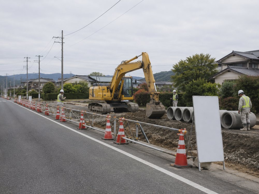 道路改良工事の現場のイメージ（AI生成）